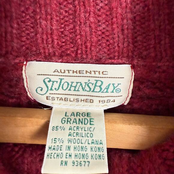 Vintage 90s St John's Bay Women Cable Knit Sweater Large Turtleneck Wool Blend - Picture 4 of 5